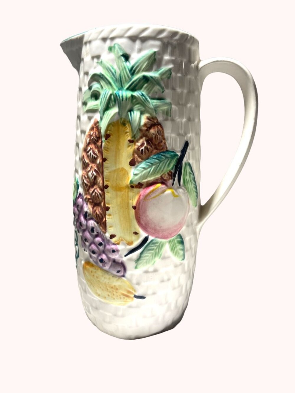 Basket Weave Vintage Pitcher Made in Japan Fruit Breakfast Brunch